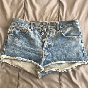 High waisted jean shorts